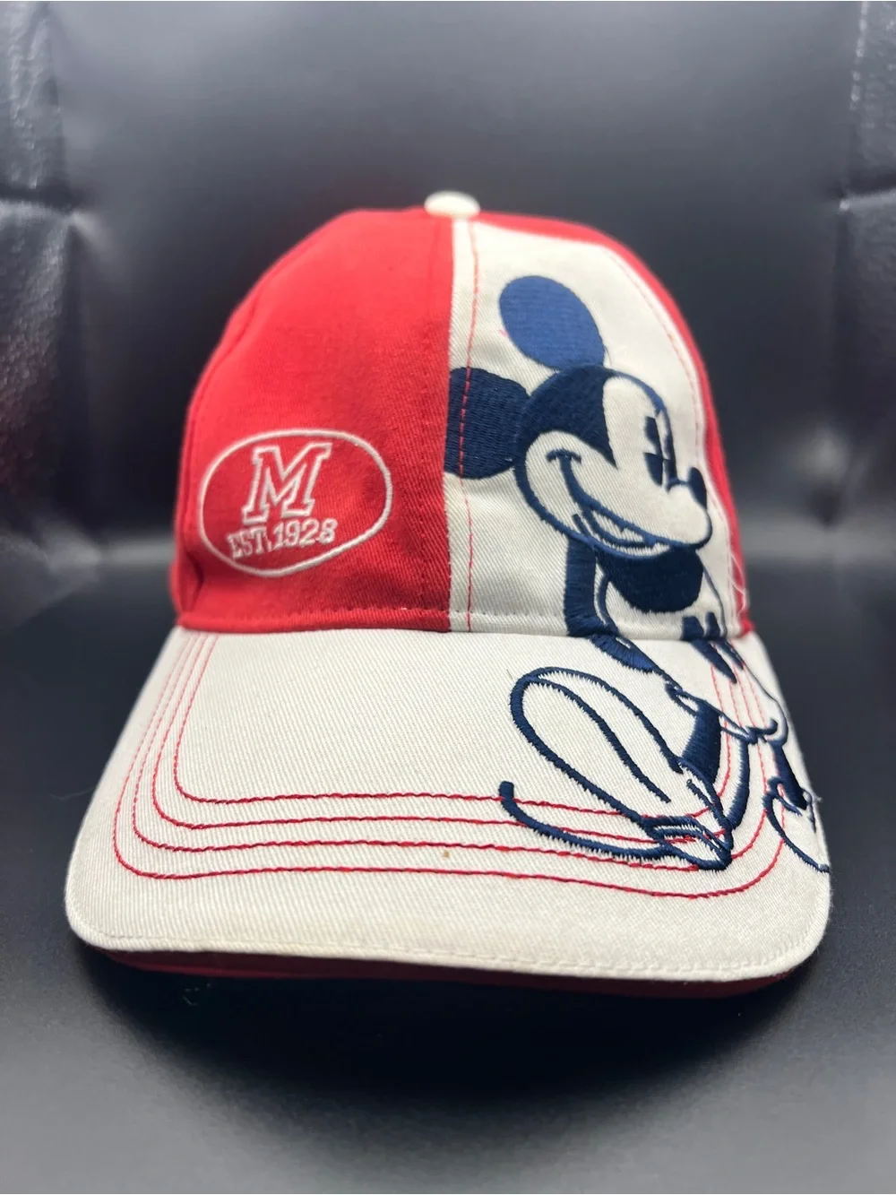 Disney Red, White panels and Navy Blue Embroidered Mickey Mouse Hat